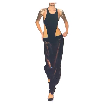 Pre-owned Stella Mccartney Mccartney Runway Oneoff Silk Chiffon Lace Embroidered Satin Balloon Pants Ss2003 In Black