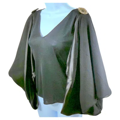 Pre-owned Stella Mccartney Mccartney Silk Chiffon Satin Oversized Convertible Sleeves Black Knit Top Ss2003