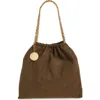 Stella Mccartney Medium Falabella Faux Suede Drawstring Tote In Brown