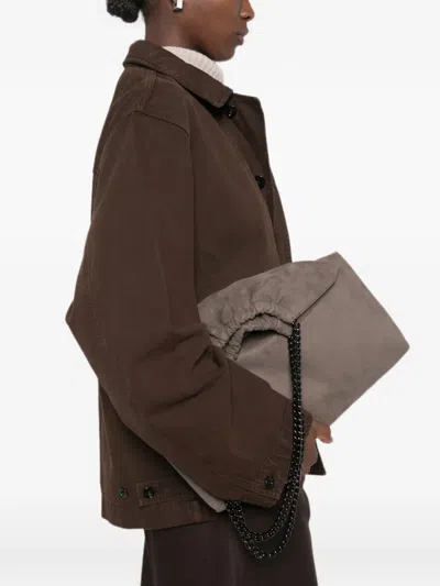Stella Mccartney Medium Falabella Ruched Chain-link Tote Bag In Gray