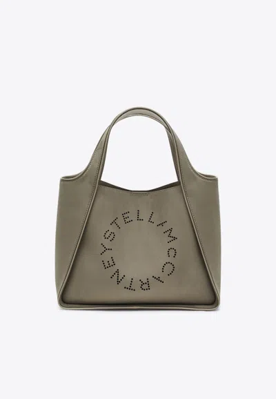 Stella Mccartney Medium Faux Leather Logo Shoulder Bag In Brown