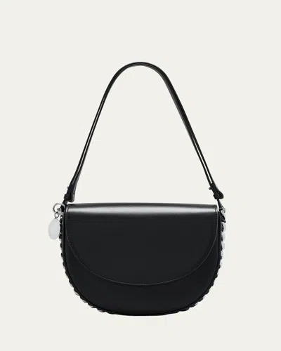 Stella Mccartney Medium Flap Saddle Shoulder Bag In Black