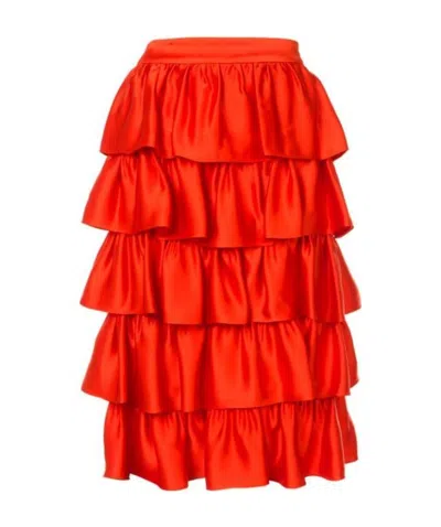 Stella Mccartney Medium-length Skirt With Lotus Leaf Edge In Red