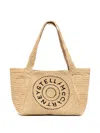 Stella Mccartney Medium Logo Raffia Beach Bag In Nude