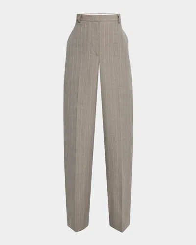 Stella Mccartney Melange Pinstripe Wide-leg Tailored Trousers In Neutral