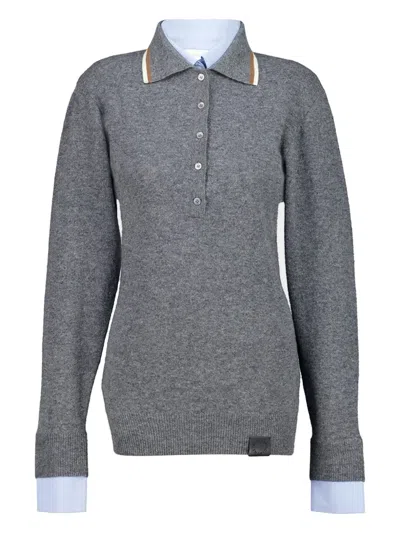 Stella Mccartney Melange Polo Top In Gray