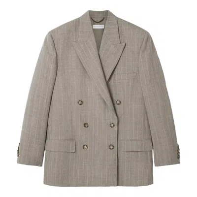 Stella Mccartney Melange Stripe Jacket In Gray