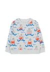 Stella Mccartney Melanged Grey Sweathsirt With Sharks For Baby Boy In Gray