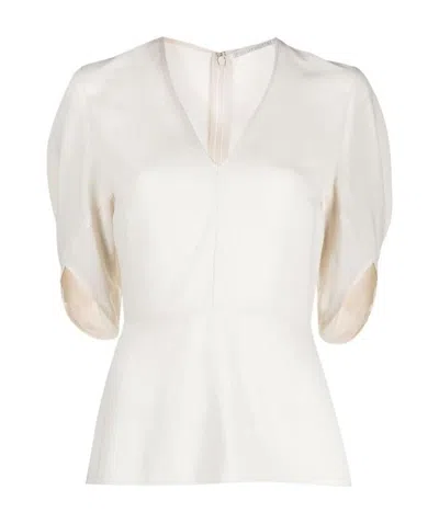 Stella Mccartney Melody V-neck Peplum Blouse In White