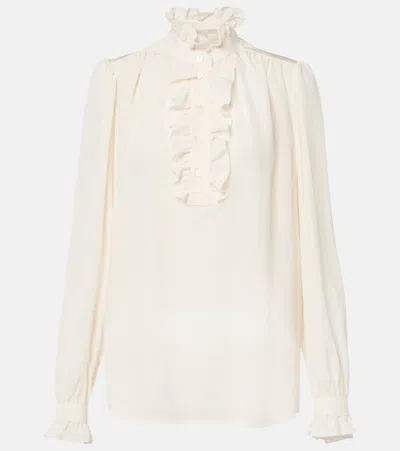 Stella Mccartney Meredith Ruffled Silk Blouse In Beige