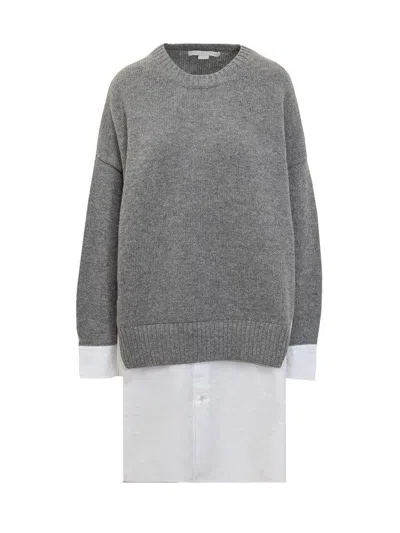 Stella Mccartney Merino And Poplin Sweater In Grey