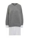 Stella Mccartney Merino And Poplin Sweater In Grey