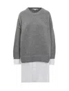 Stella Mccartney Merino And Poplin Sweater In Grey