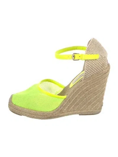 Pre-owned Stella Mccartney Mesh Colorblock Pattern Espadrilles In Yellow