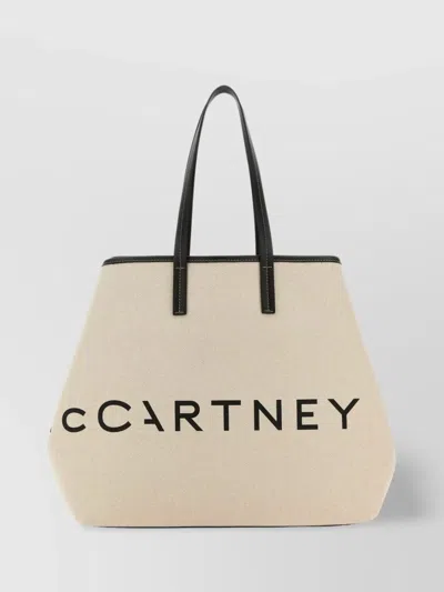 Stella Mccartney Mesh Cord Logo Shopping Bag In Beige