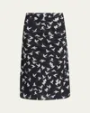 Stella Mccartney Ruched Mesh Jersey Midi Skirt In Black