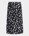 Stella Mccartney Ruched Mesh Jersey Midi Skirt In Black