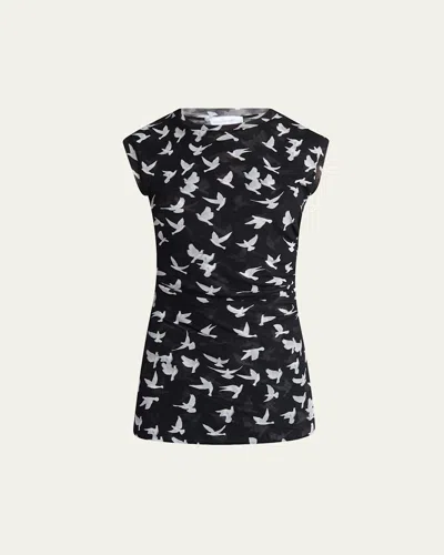 STELLA MCCARTNEY MESH FLYING BIRD HAZE RUCHED TOP