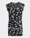 Stella Mccartney Ruched Mesh Jersey Top In Black