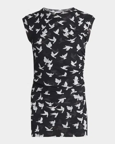 STELLA MCCARTNEY MESH FLYING BIRD HAZE RUCHED TOP