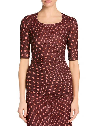 Stella Mccartney Mesh Half Sleeve Top In Brown
