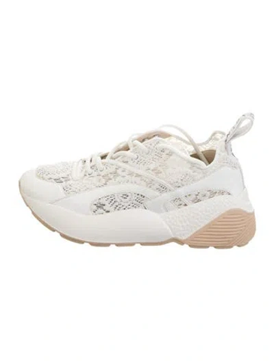 Pre-owned Stella Mccartney Mesh Lace Pattern Chunky Sneakers In White