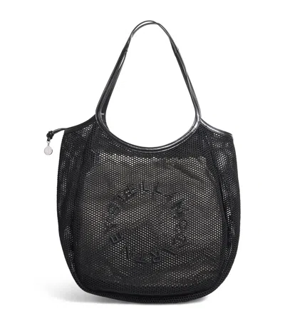 Stella Mccartney Mesh Logo Tote Bag In Black