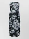 Stella Mccartney Mesh Strapless Dress Floral Pattern Ruching In Multi