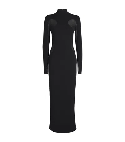 Stella Mccartney Mesh-trim Miracle Midi Dress In Black