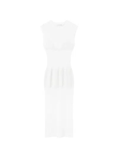 Stella Mccartney Mesh-knit Sleeveless Midi Dress In White