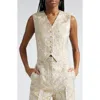 Stella Mccartney Metallic Brocade Crop Vest In 8250 - Gold