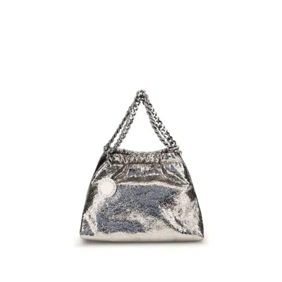 STELLA MCCARTNEY METALLIC CRACKLE-EFFECT FALABELLA SHOULDER BAG