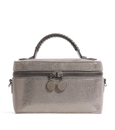 Stella Mccartney Metallic Falabella Cosmetic Case In Gray