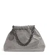 Stella Mccartney Falabella Metallic Crossbody Bag With Chain-link Shoulder Strap And Logo Charm On The Front In Ecole In Gray