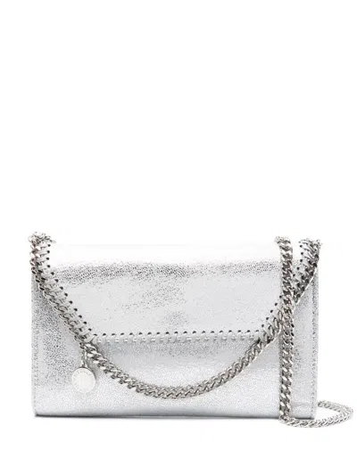 Stella Mccartney Metallic-finish Falabella Wallet Crossbody Bag In Silver