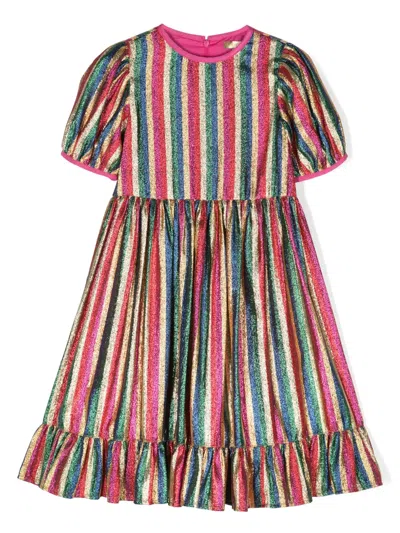 Stella Mccartney Kids' Striped Lurex Dress In Pink