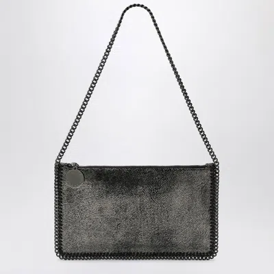 STELLA MCCARTNEY METALLIC RUTHENIUM-COLOURED WALLET BAG WITH CHAIN