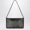 Stella Mccartney Metallic Ruthenium-coloured Wallet Bag With Chain In Black