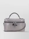 Stella Mccartney Metallic Top Handle Chain Strap Clutch Bag In Neutral