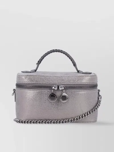 Stella Mccartney Metallic Top Handle Chain Strap Clutch Bag In Neutral