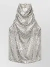 Stella Mccartney Metallic Velvet Halterneck Top And Hood In Gray