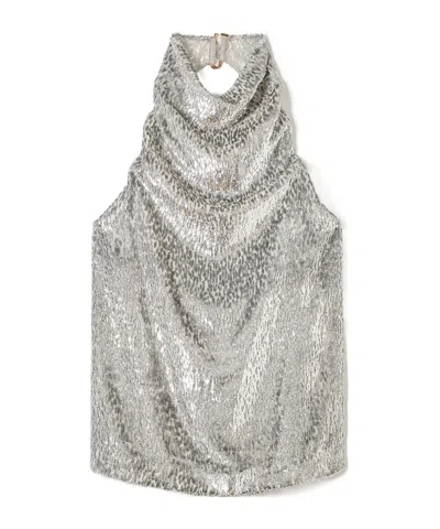 STELLA MCCARTNEY METALLIC VELVET HALTERNECK TOP