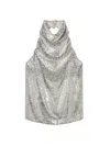 Stella Mccartney Metallic Velvet Halterneck Top In Gray