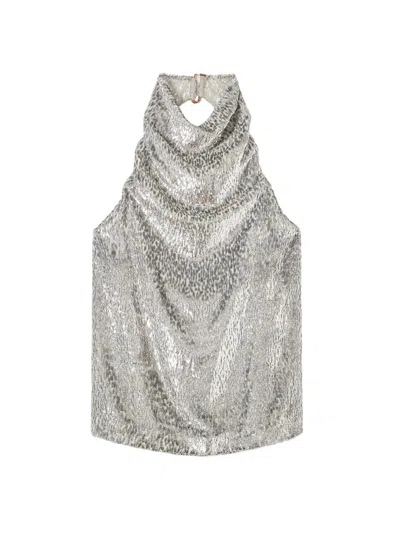 STELLA MCCARTNEY STELLA MCCARTNEY METALLIC VELVET HALTERNECK TOP