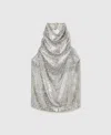 Stella Mccartney Metallic Velvet Halterneck Top In Silver