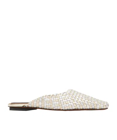 Stella Mccartney Metallic Woven Mules In White