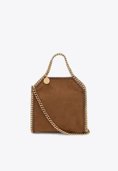Stella Mccartney Micro Falabella Faux Suede Tote Bag In Brown