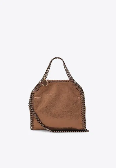 Stella Mccartney Micro Falabella Metallic Tote Bag In Brown