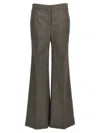 Stella Mccartney Micro Houndstooth Wool Trousers With Flared Leg In Brown