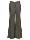Stella Mccartney Micro Houndstooth Wool Trousers With Flared Leg In Gray